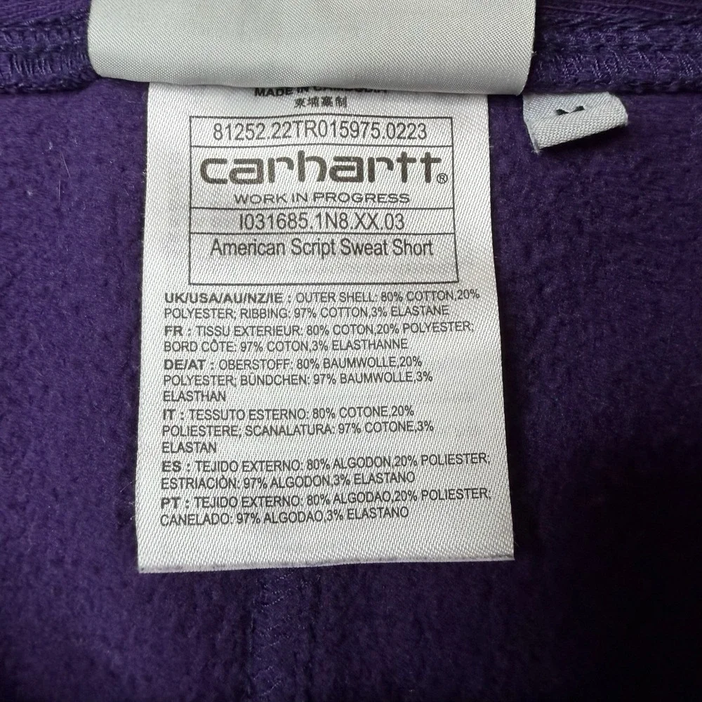 Carhartt WIP Work In Progress Purple Sweat Shorts Mens Size Medium Drawstring